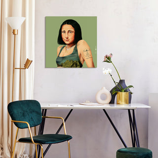 "Hip Mona Lisa" Frameless Reverse Printed Tempered Art Glass Wall Art