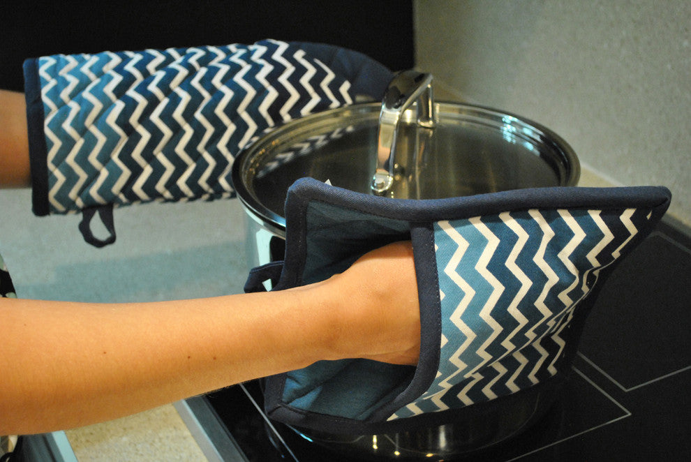 Nautical Blue Chevron Kitchen Set