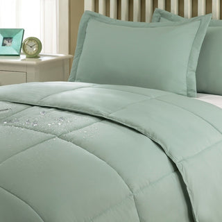 Lotus Home Water and Stain Resistant Microfiber Comforter Mini Set, Sage, King