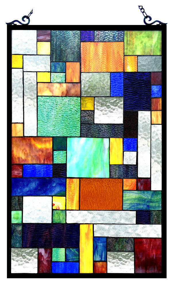 Avant-Garde, Tiffany-Glass Rectangle Window Panel 20X32