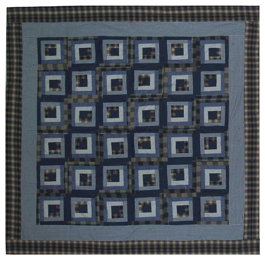 Blue Log Cabin Shower Curtain 72"X 72"