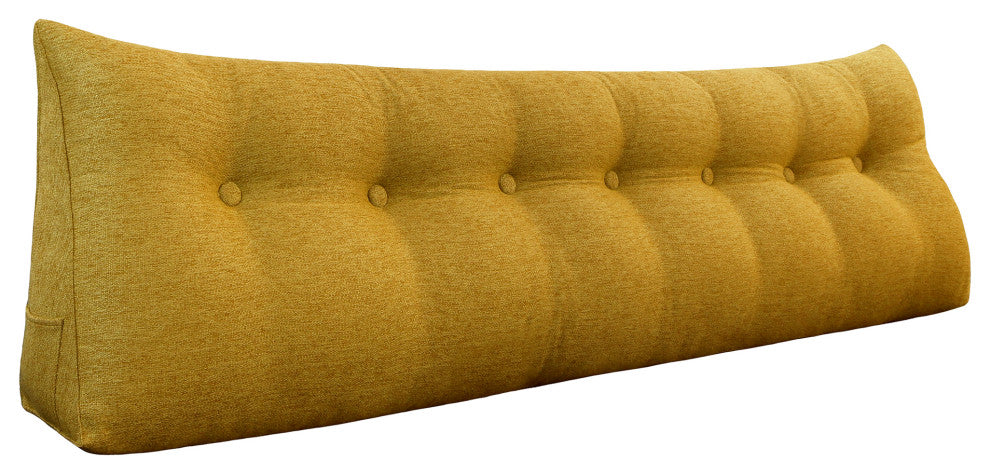 Bed Wedge Pillow, Daybed Back Support, Lumbar Pillow, Reading Wedge, Linen Gold, 76x20x8
