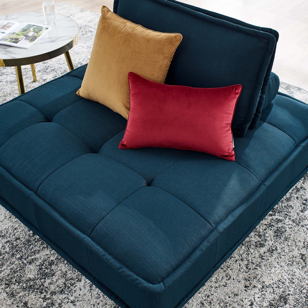 Saunter Tufted Fabric Armless Chair Azure
