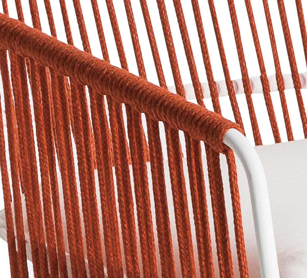 OASIQ SANDUR Barstool, Rope: Terra Cotta, Cushions: Canvas Natural, Frame: White