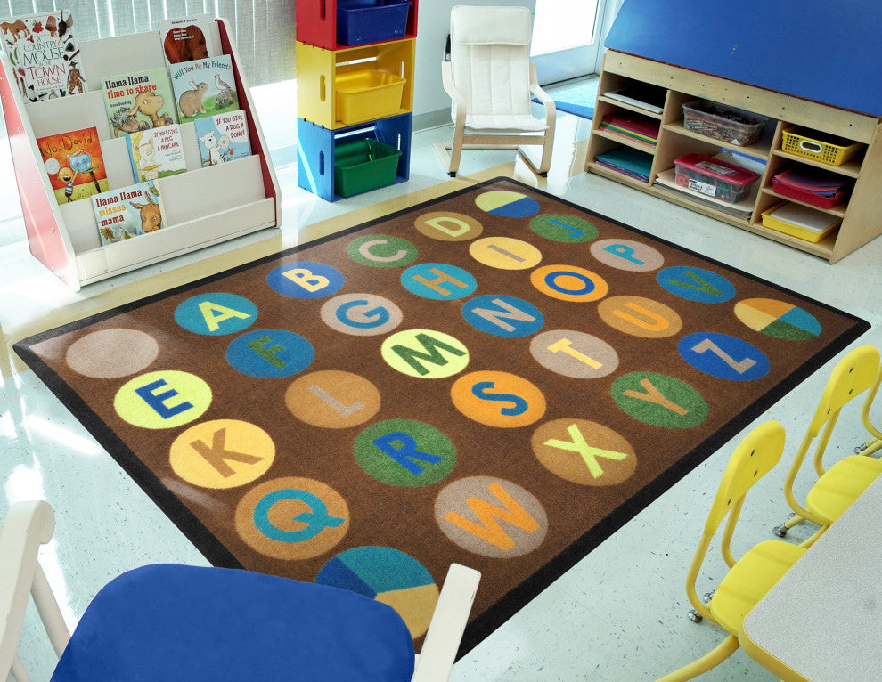 Kid Essentials Rug, Alpha-Dots, Earthtone, 5'4"x7'8"