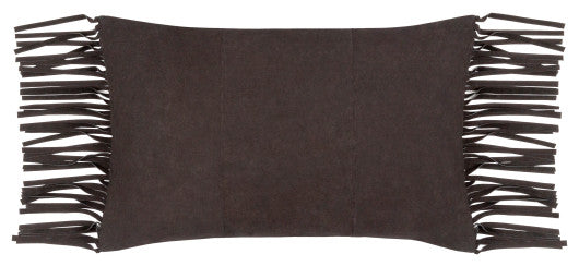 Surya Suede Fringe Black Pillow Shell With Polyester Insert 14"H X 22"W