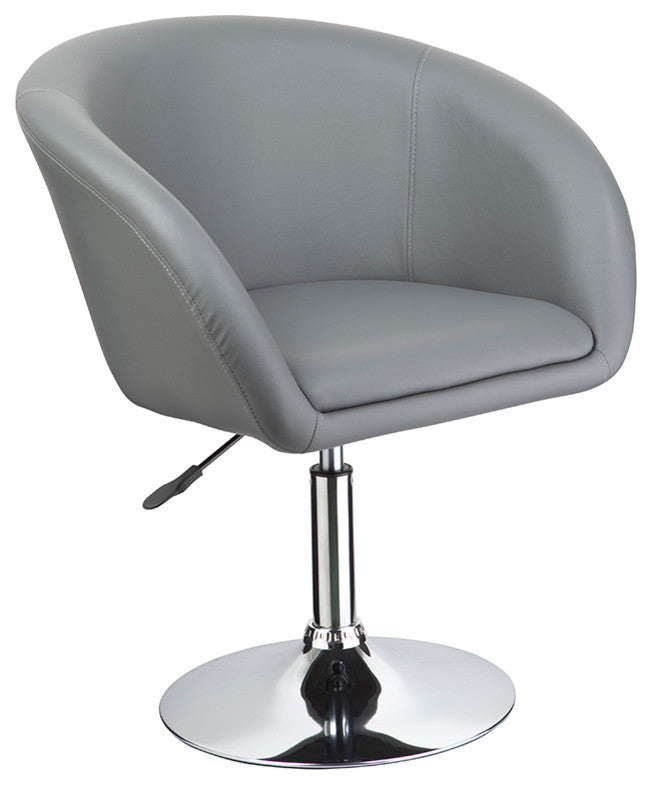 Adjustable Swivel Faux Leather Coffee Chair, Gray