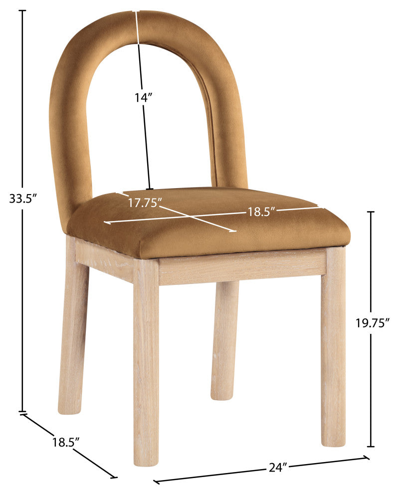 Conrad Upholstered Dining Chair, Saddle, Velvet, Natural Finish
