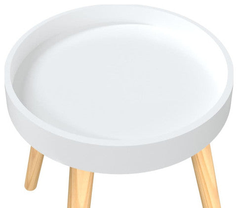 vidaXL Side Table Round Coffee Table White Engineered Wood and Solid Wood Pine