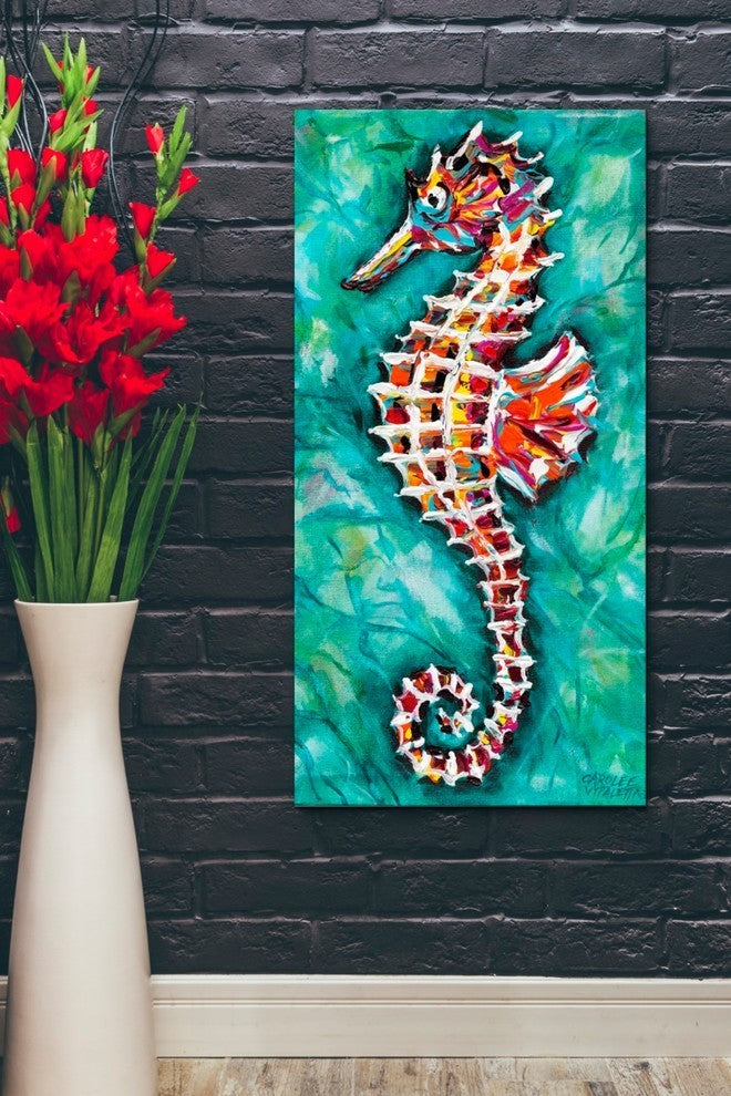 Radiant Seahorse II' by Carolee Vitaletti Giclee Canvas Wall Art, 20"x40"
