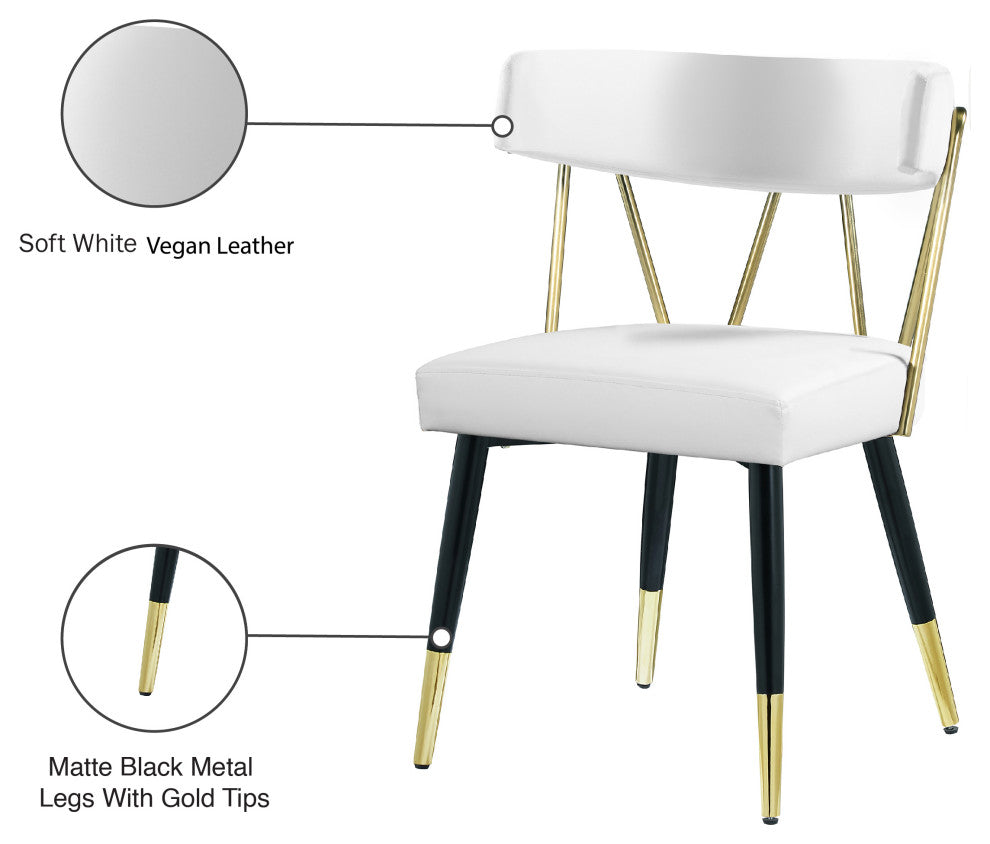 Rheingold Upholstered Dining Chair, White, Vegan Leather
