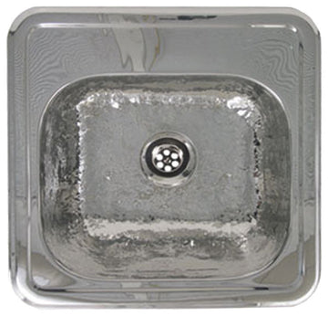 Decorative Square Drop-in Entertainment/Prep Sink, Hammered Stainless Steel