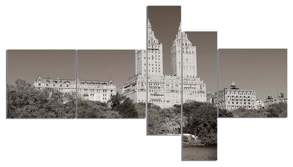 Beautiful Central Park Autumn, Extra Large Canvas Art Print, 60"x32", 5 panels