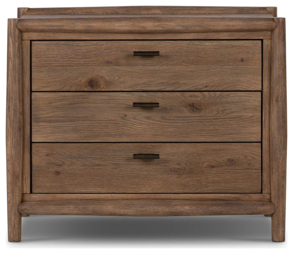 Glenview Nightstand Weathered Oak, Weathered Oak Veneer, Aged Bronze
