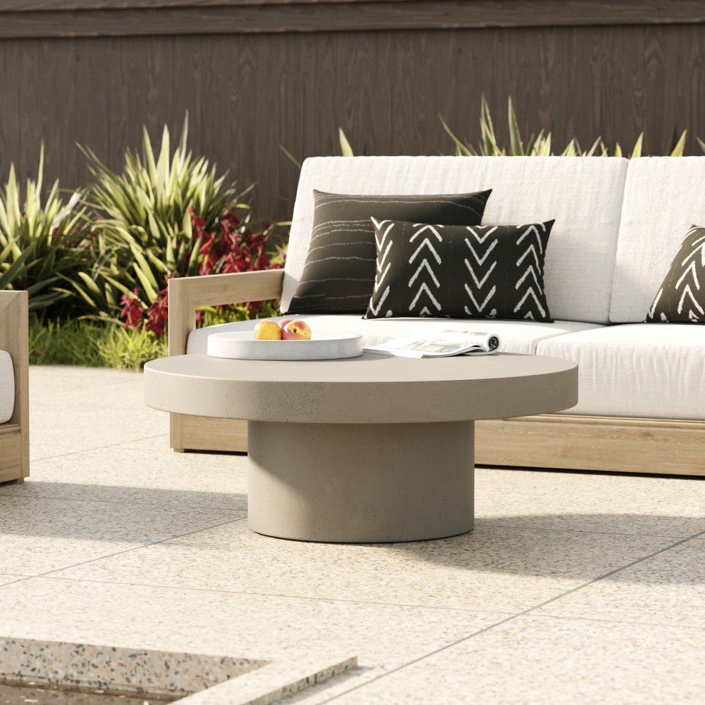 Modrest Morley Modern Round Concrete Coffee Table