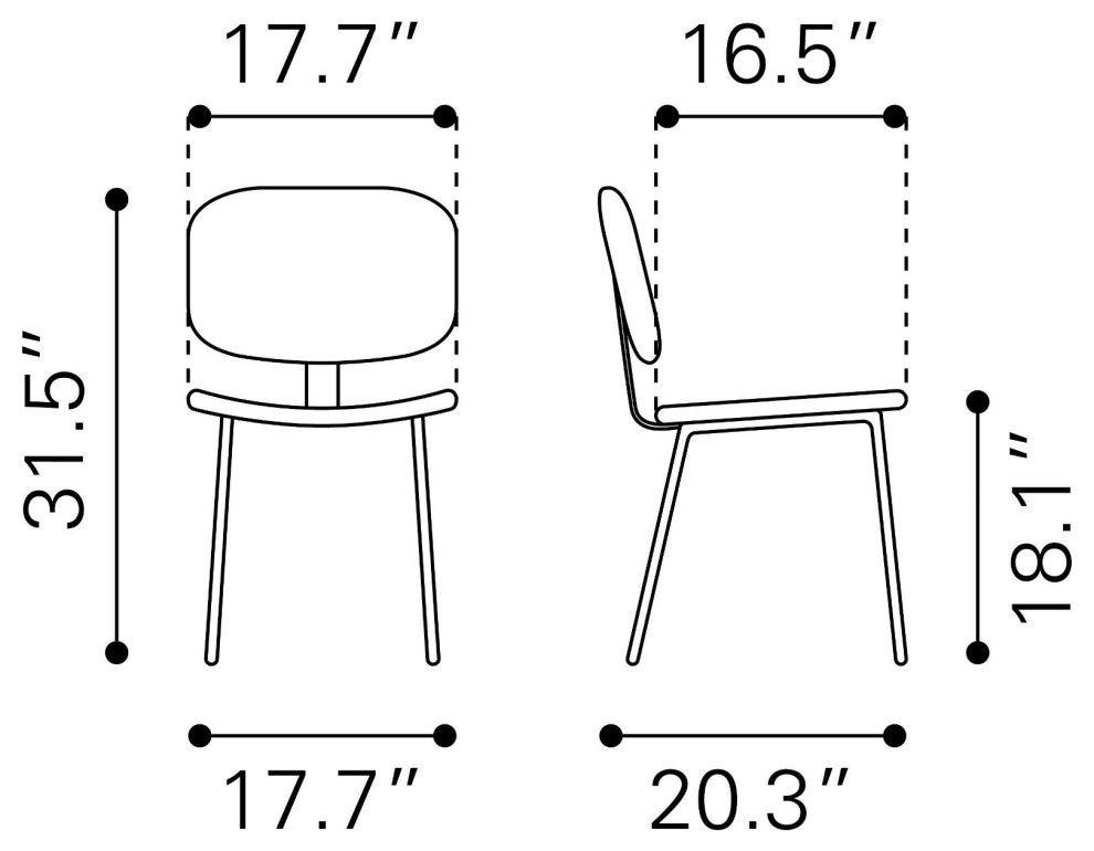 Dining Chair, Set of 2, Faux Vinyl Leather, Steel, Gray, Black, Cafe