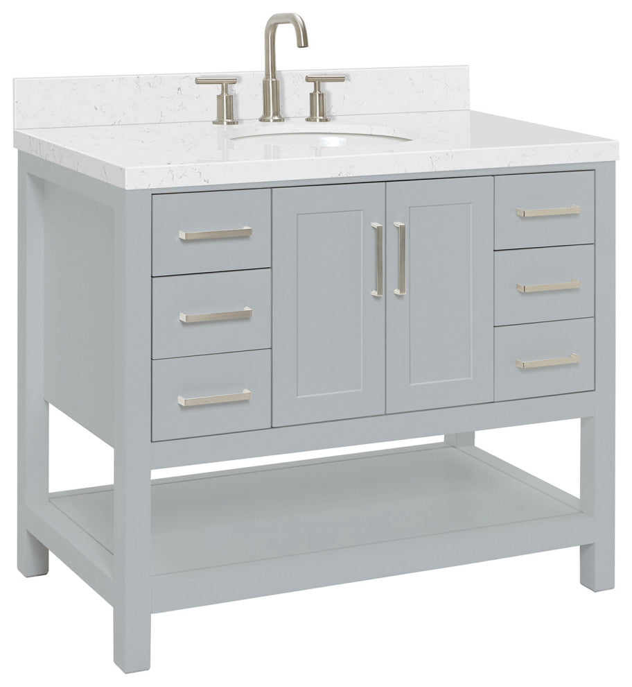 Ariel Magnolia 36"  Single Oval Sink Vanity, Carrara Quartz