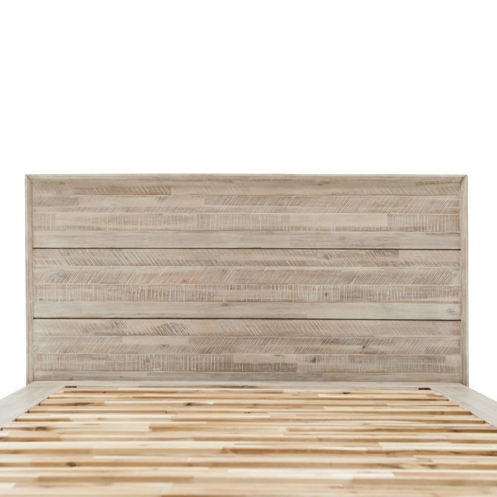 Gia Acacia Wood Panel Bed, Light Brown, King