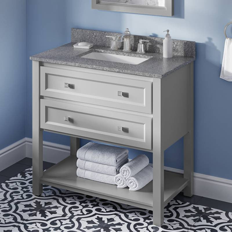 Adler Transitional 36" Grey Vanity, Boulder Cultured Marble Vanity Top