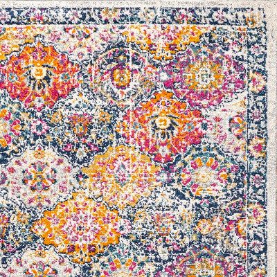 Modern Persian Boho Vintage Trellis Ivory/Navy/Multi 2'x8' Runner Rug