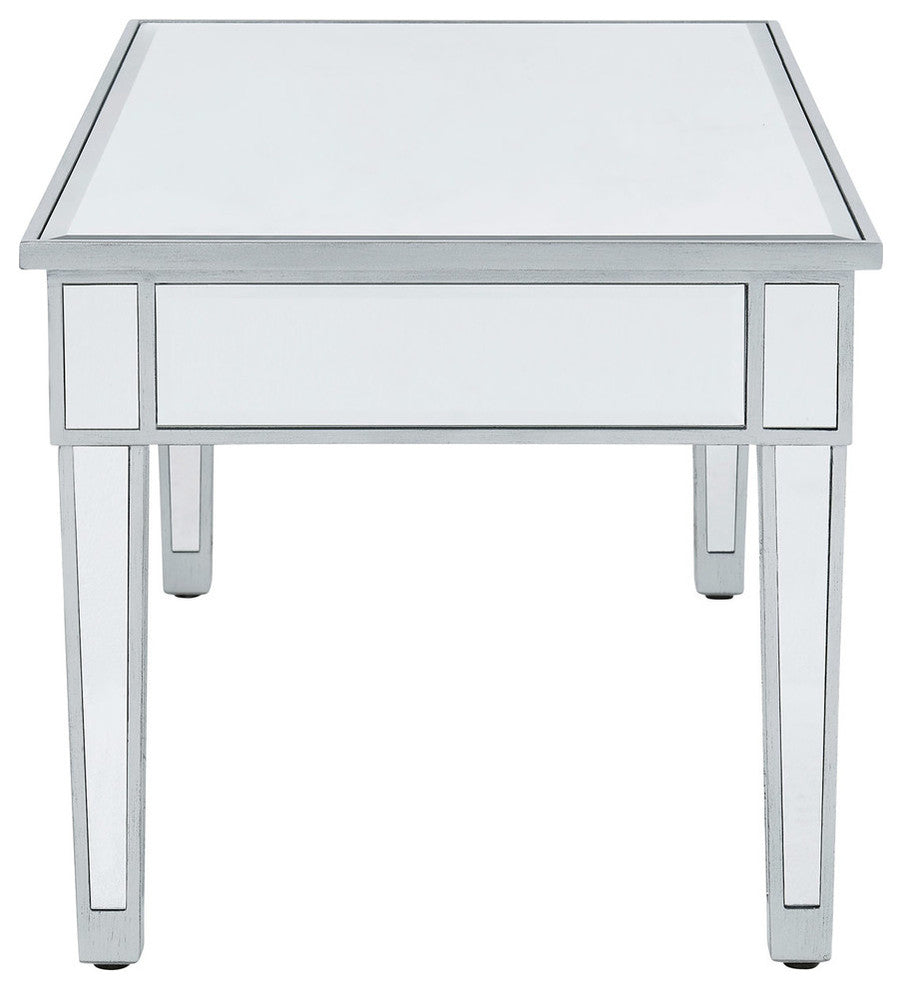 Coffee Table 40" W X 20" D X 18" H, Antique Silver Paint