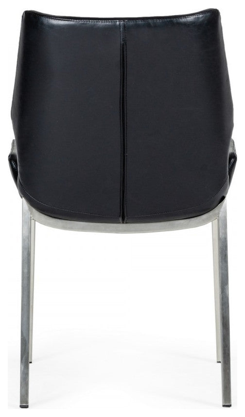 Set of Two Black Faux Leather Moder Dining Chairs
