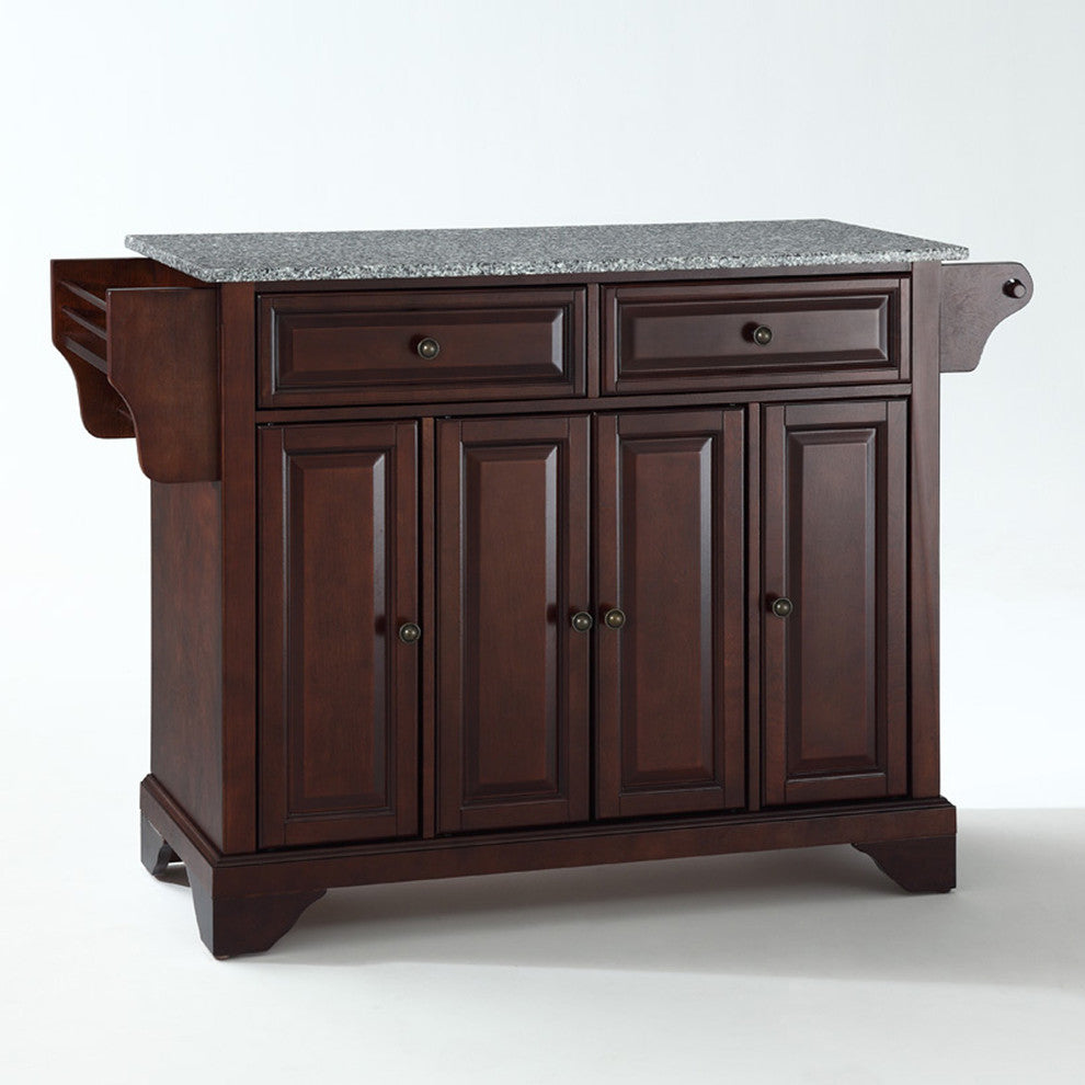 Crosley Furniture LaFayette Wood Kitchen Island in Mahogany/Silver