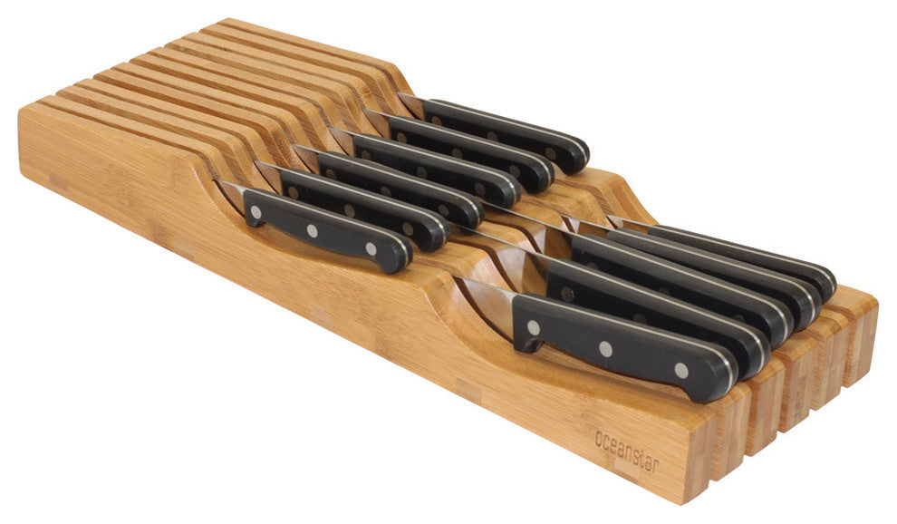 Oceanstar In-Drawer Bamboo Knife Organizer