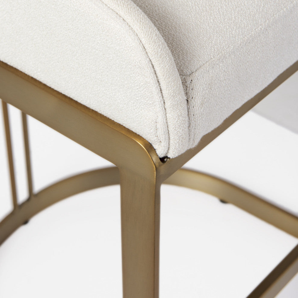 29" Off White and Gold Low Back Counter Stool