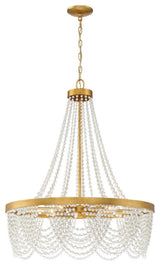 Crystorama FIO-A9104-GA-WH, 4-Light Chandelier, Antique Gold