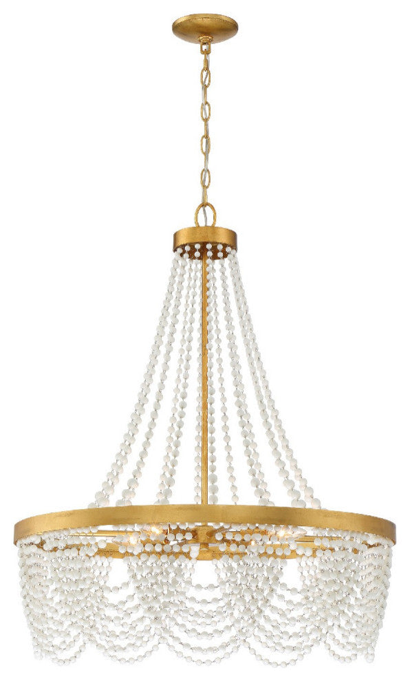 Crystorama FIO-A9104-GA-WH, 4-Light Chandelier, Antique Gold