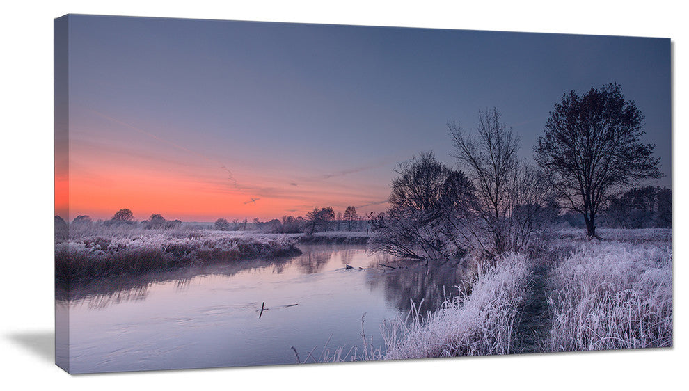 "Frosty Fall Morning Panorama" Landscape Print Wall Artwork, 1 Panel, 60"x28"