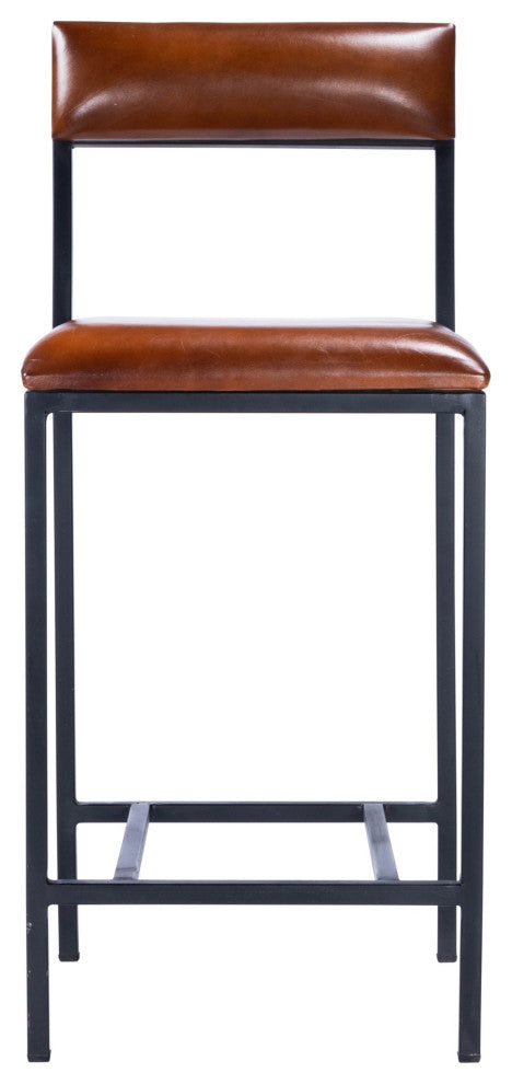 Classic Leather and Metal Counter Stool