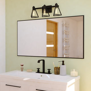 Ravenna 3 Light Matte Black Bathroom Vanity Fixture Metal Cage Shade