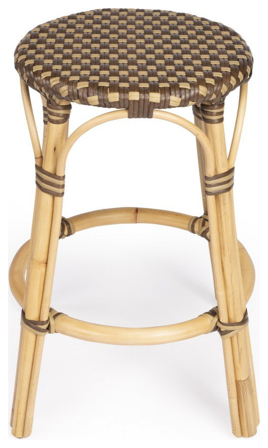 Light and Dark Brown Rattan Counter Stool