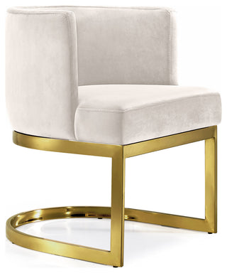 Gianna Velvet Dining Chair, Cream, Gold Base