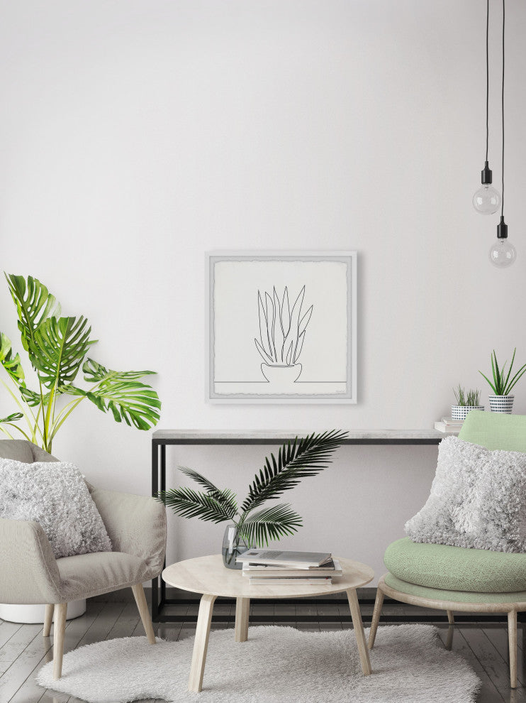 "Succulent Line" Framed Painting Print, 12x12