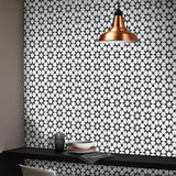 8"x8" Medina Handmade Cement Tile, White/Black, Set of 12
