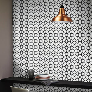 8"x8" Medina Handmade Cement Tile, White/Black, Set of 12