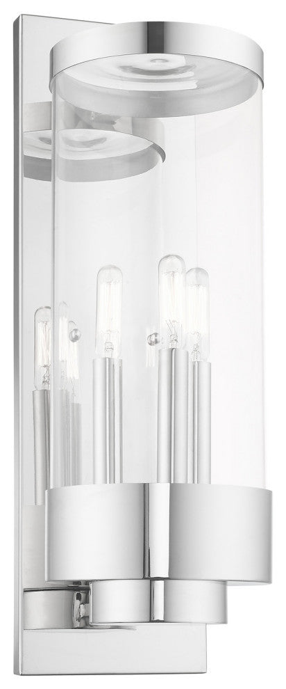 Livex Lighting Hillcrest 3 Light Polished Chrome Large Outdoor Wall Lantern