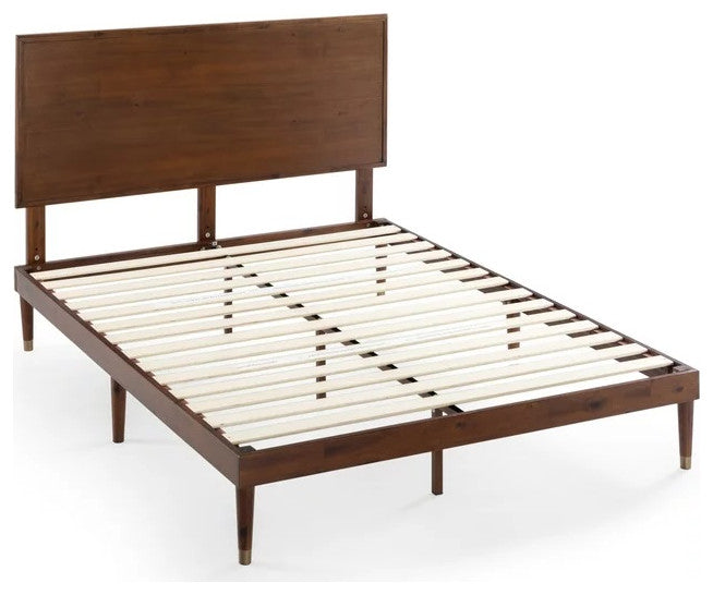 Adjustable Wood Platform Bed Frame with Elegant Headboard, King