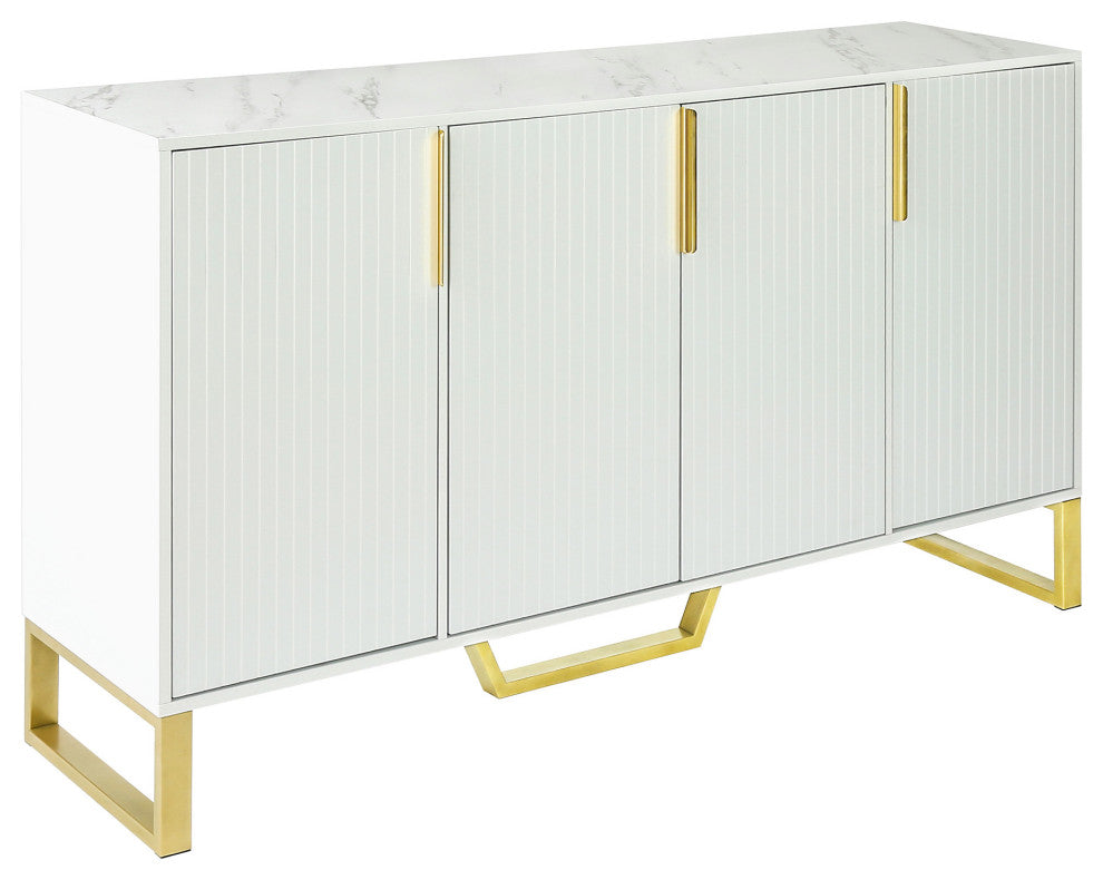 TATEUS 60"Modern dining Buffets sideboard Kitchen Cabinet, White