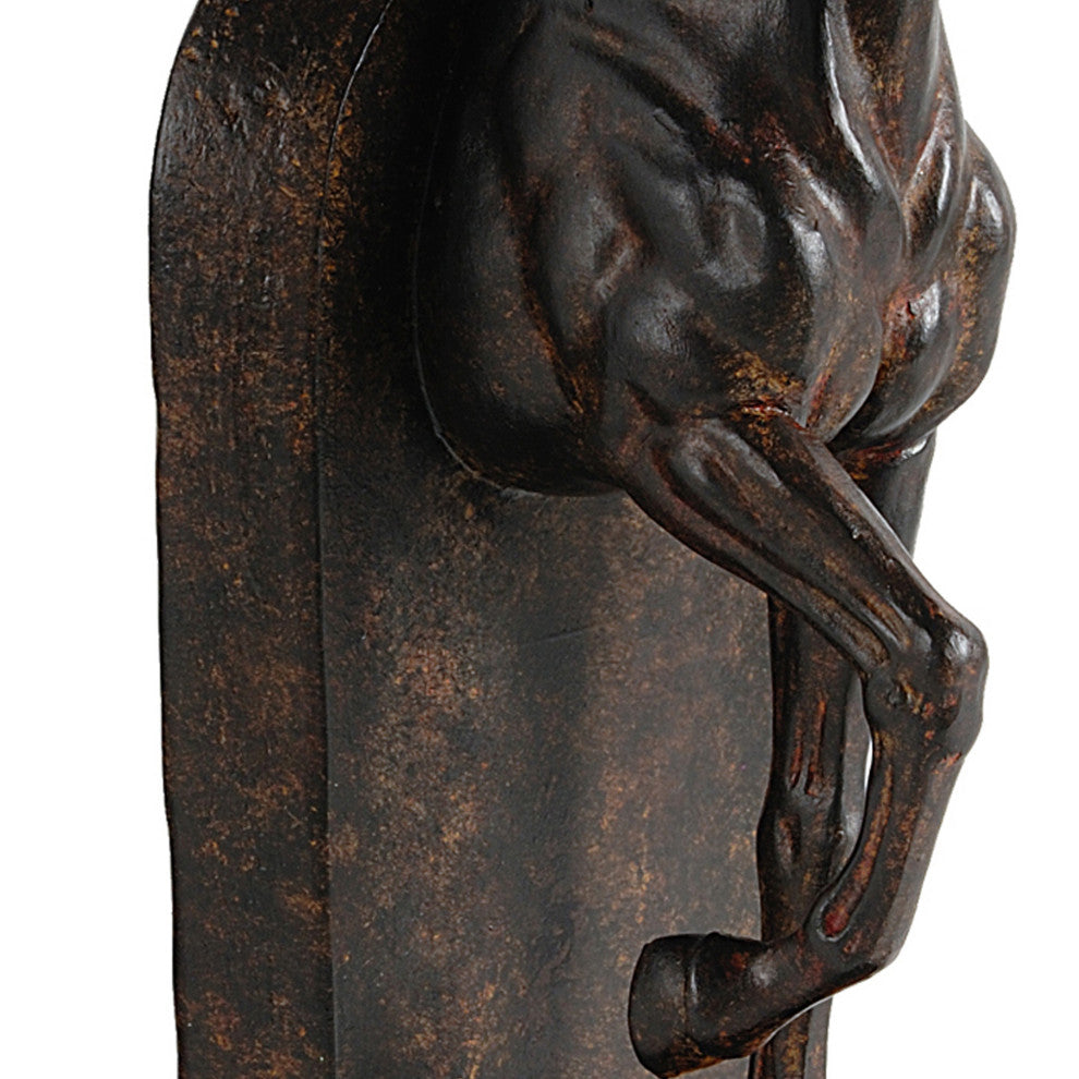 Benzara BM285513 11" Bookend, Trotting Horse FIgurines, Artisanal Black Finish