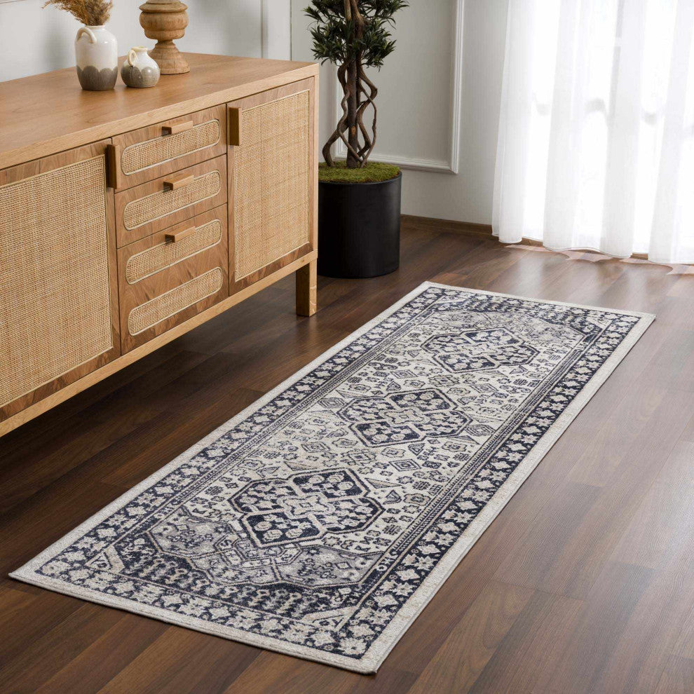 Hauteloom Cabacungan Cream & Gray Washable Area Rug, 2'7"x7'3" Runner