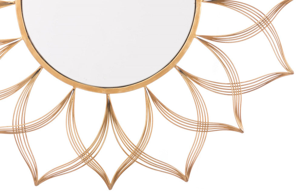 Frame Wall Mirror, Round, Glass, Steel Metal, Gold, Bedroom Living
