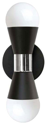 Fortuna Modern Contemporary Wall Sconce, Matte Black With Polished Chrome