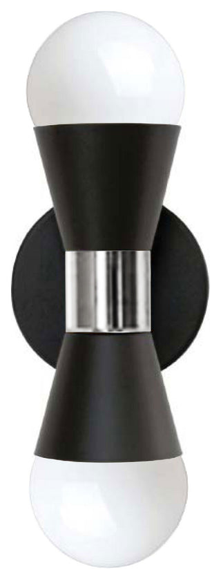 Fortuna Modern Contemporary Wall Sconce, Matte Black With Polished Chrome