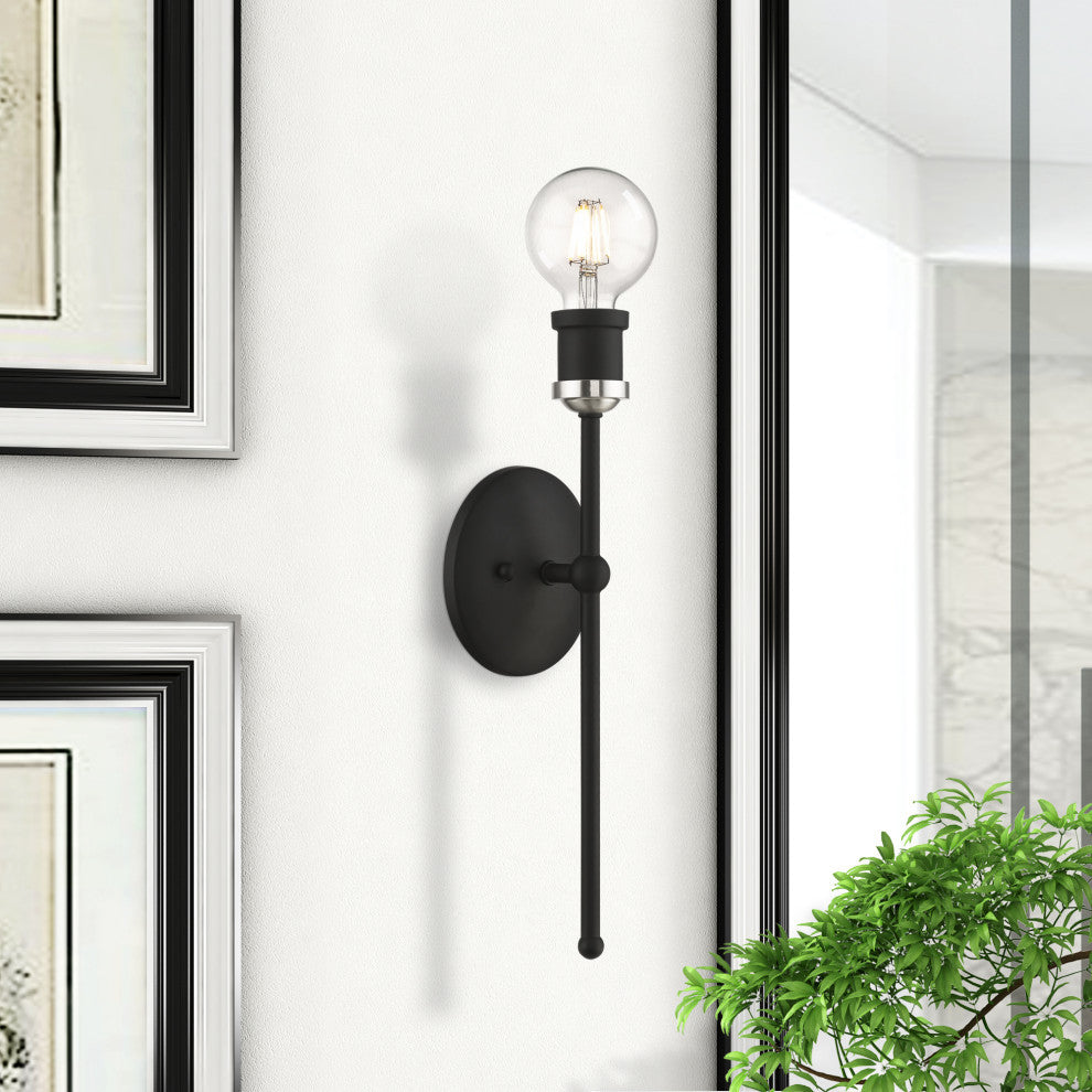 Lansdale 1 Light Black With Brushed Nickel Accents ADA Single Sconce