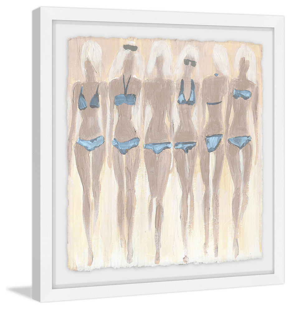 "Tiny Blue Bikinis II" Framed Painting Print, 18"x18"