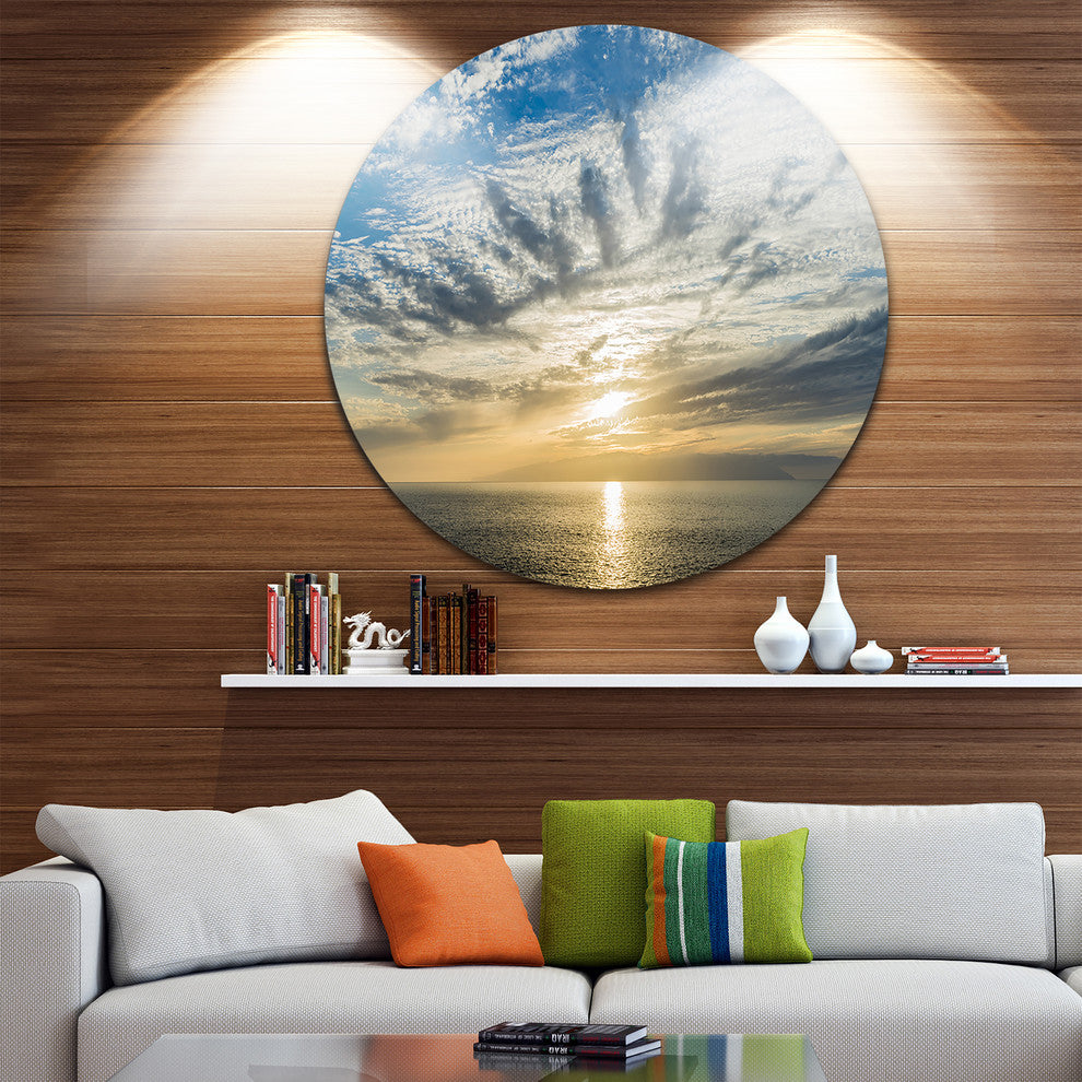 Sunset Sky Above Atlantic, Beach Round Wall Art, 36"